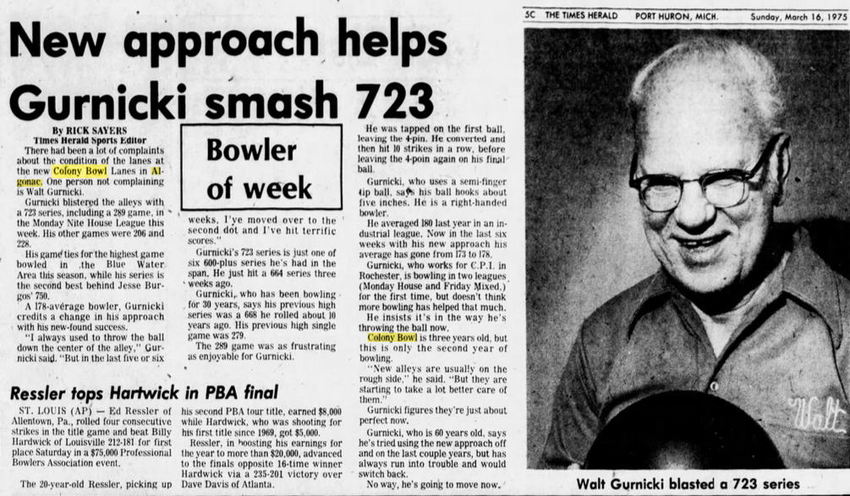 Colony Bowl - March 1974 Walt Gurnicki (newer photo)